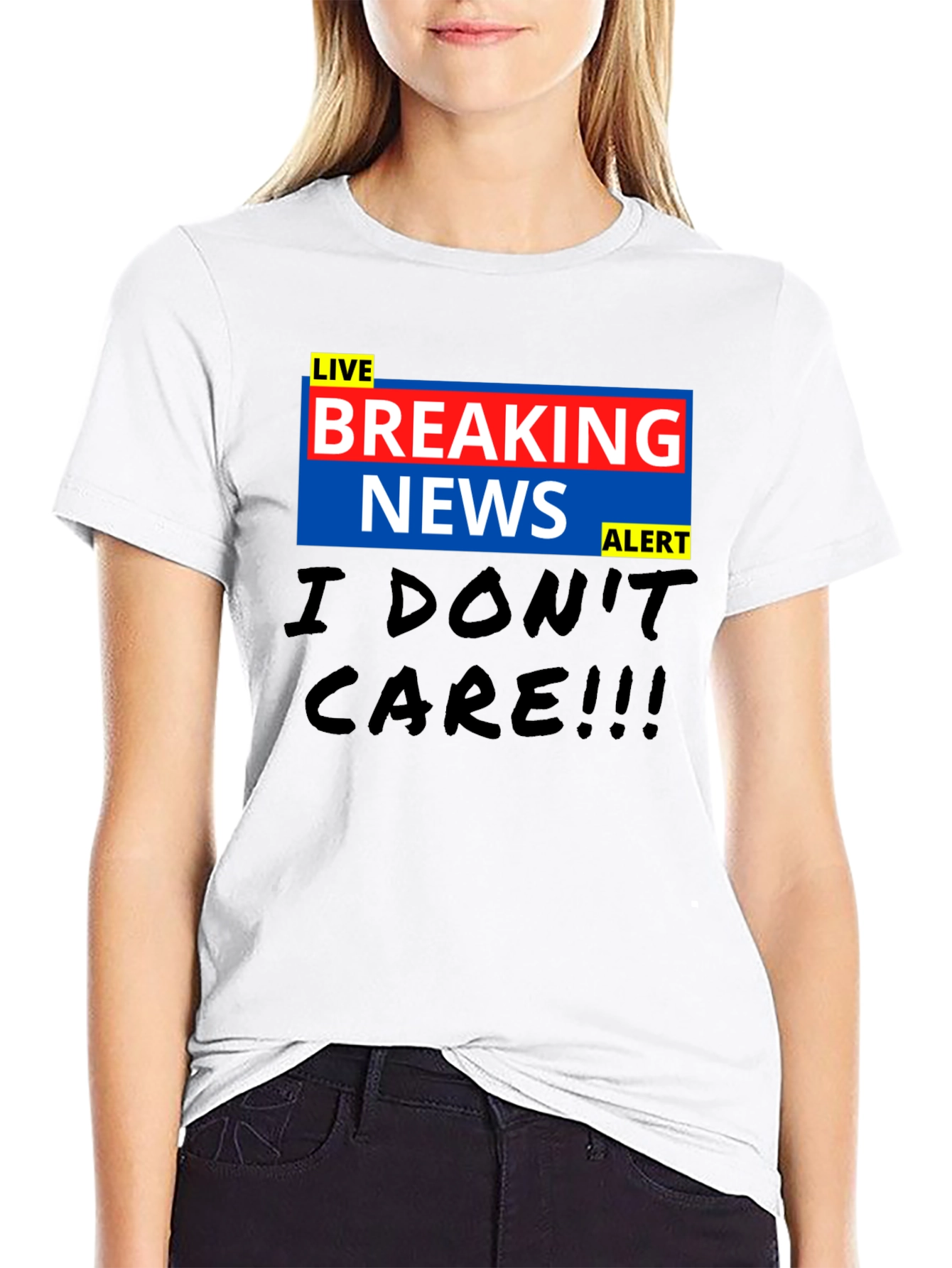 Breaking News I Dont Care Black T-Shirt