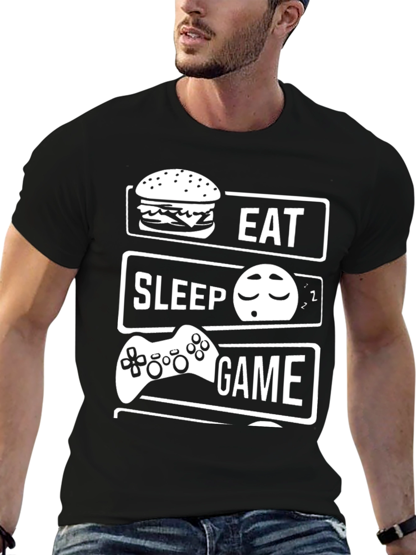 Eat Sleep Game Black T-Shirt