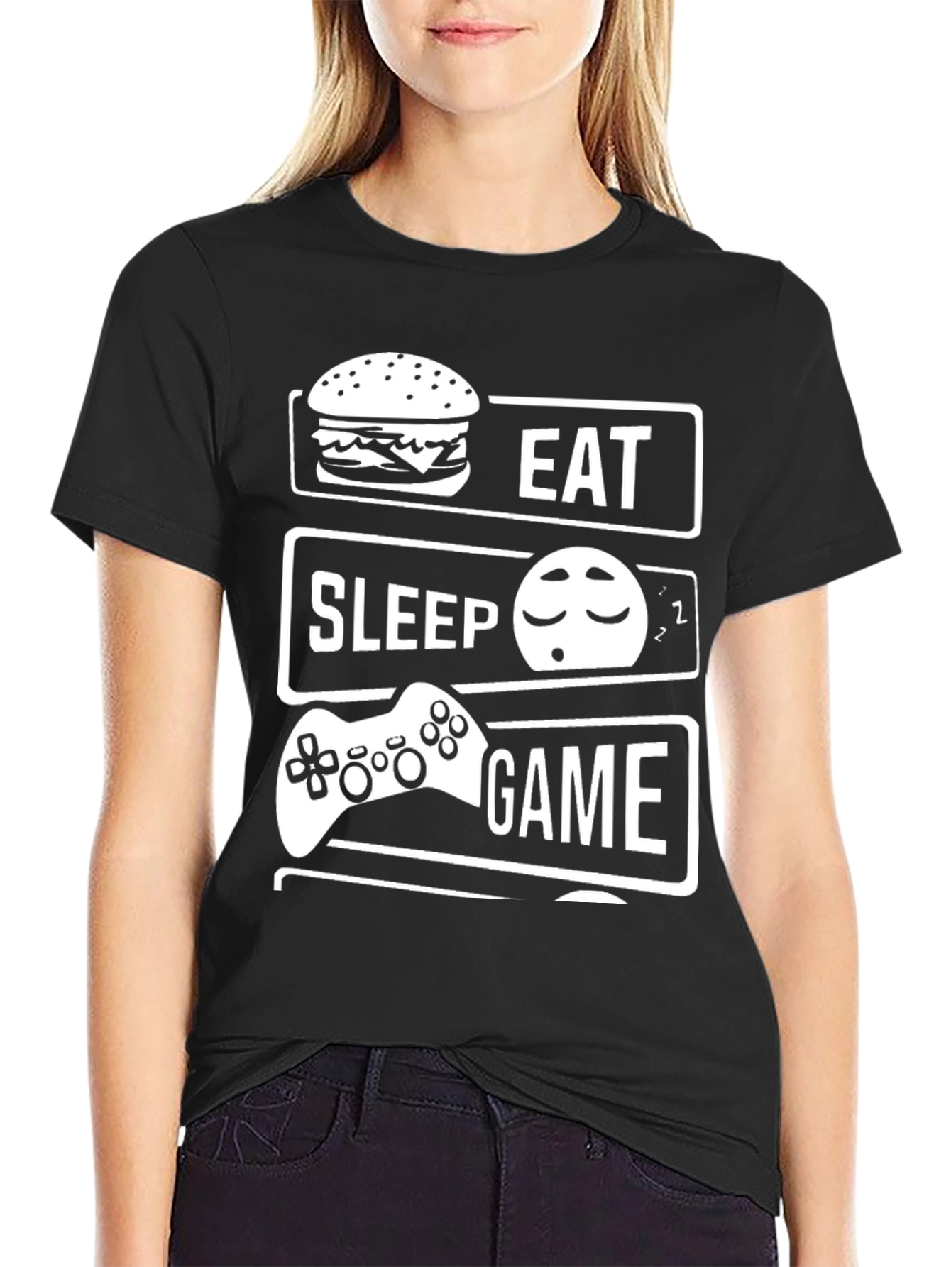 Eat Sleep Game Black T-Shirt