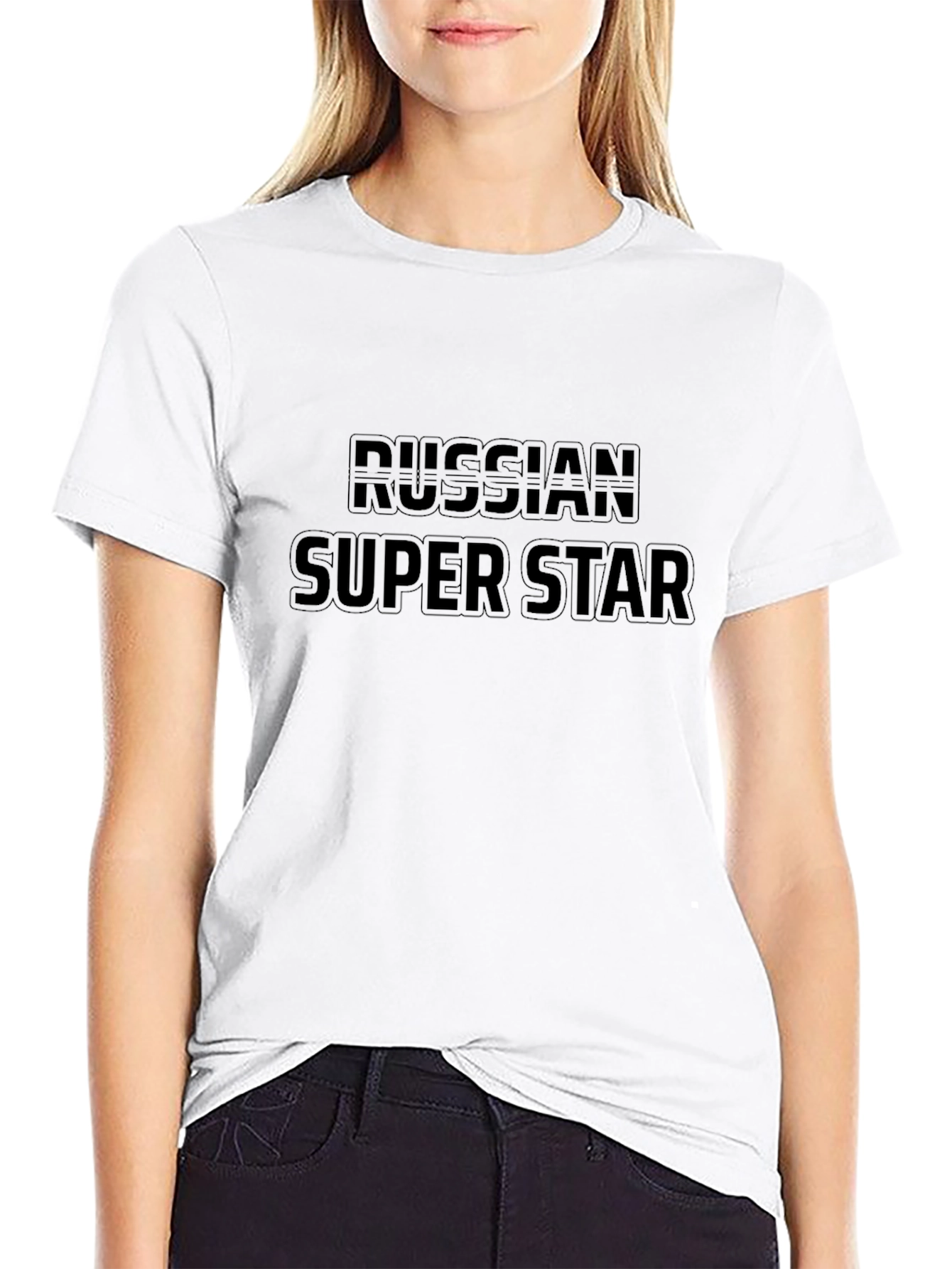 Russian Super Star Black Graphic T-Shirt