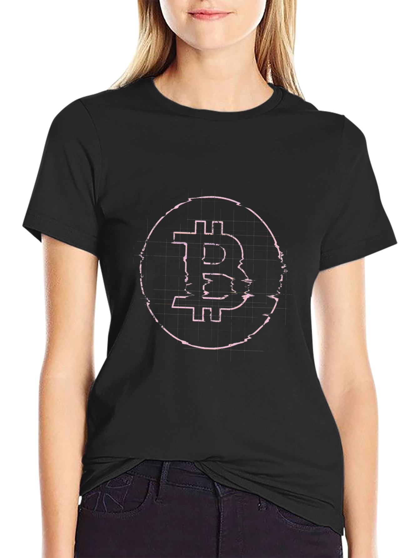 Bitcoin Distressed Logo Black T-Shirt
