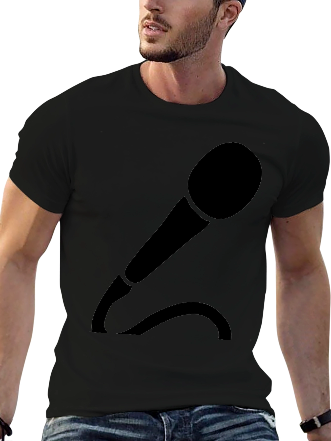 Microphone Graphic T-Shirt - Black