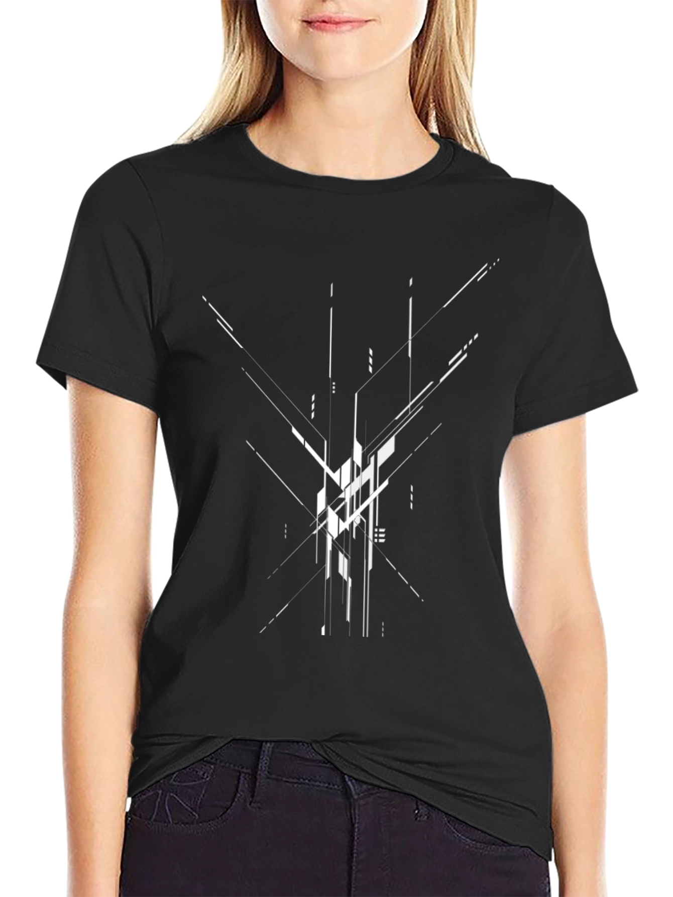 Abstract Geometric Black T-Shirt
