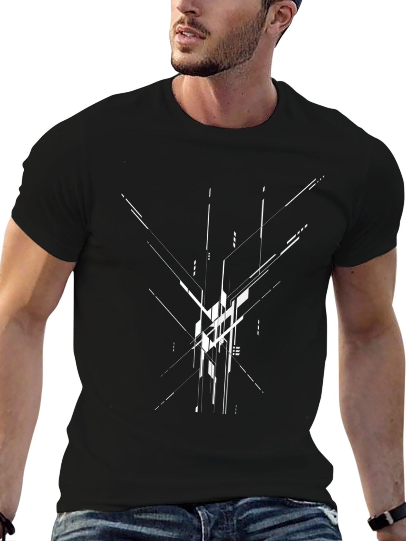 Abstract Geometric Black T-Shirt