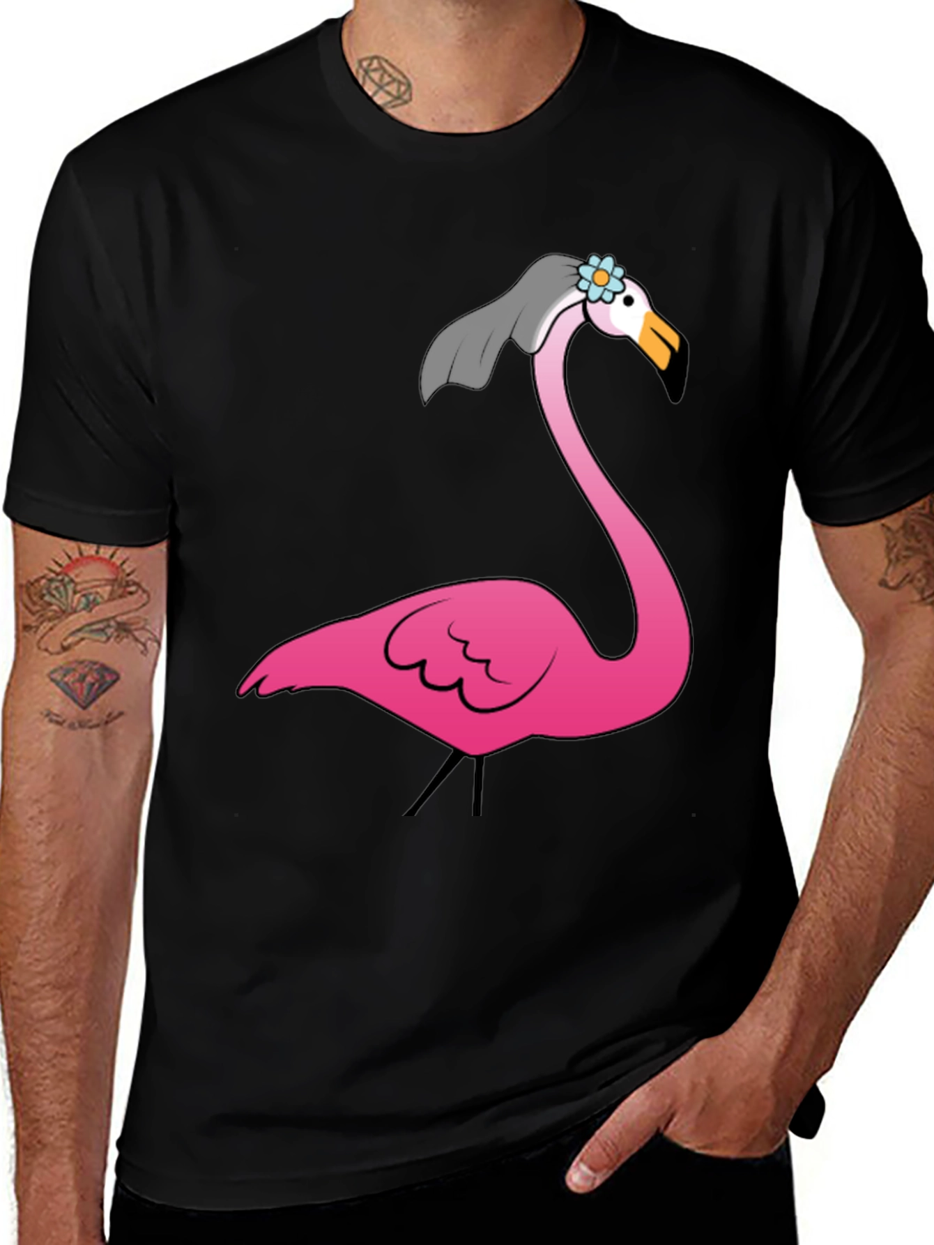 Flamingo Bride Black Graphic Tee