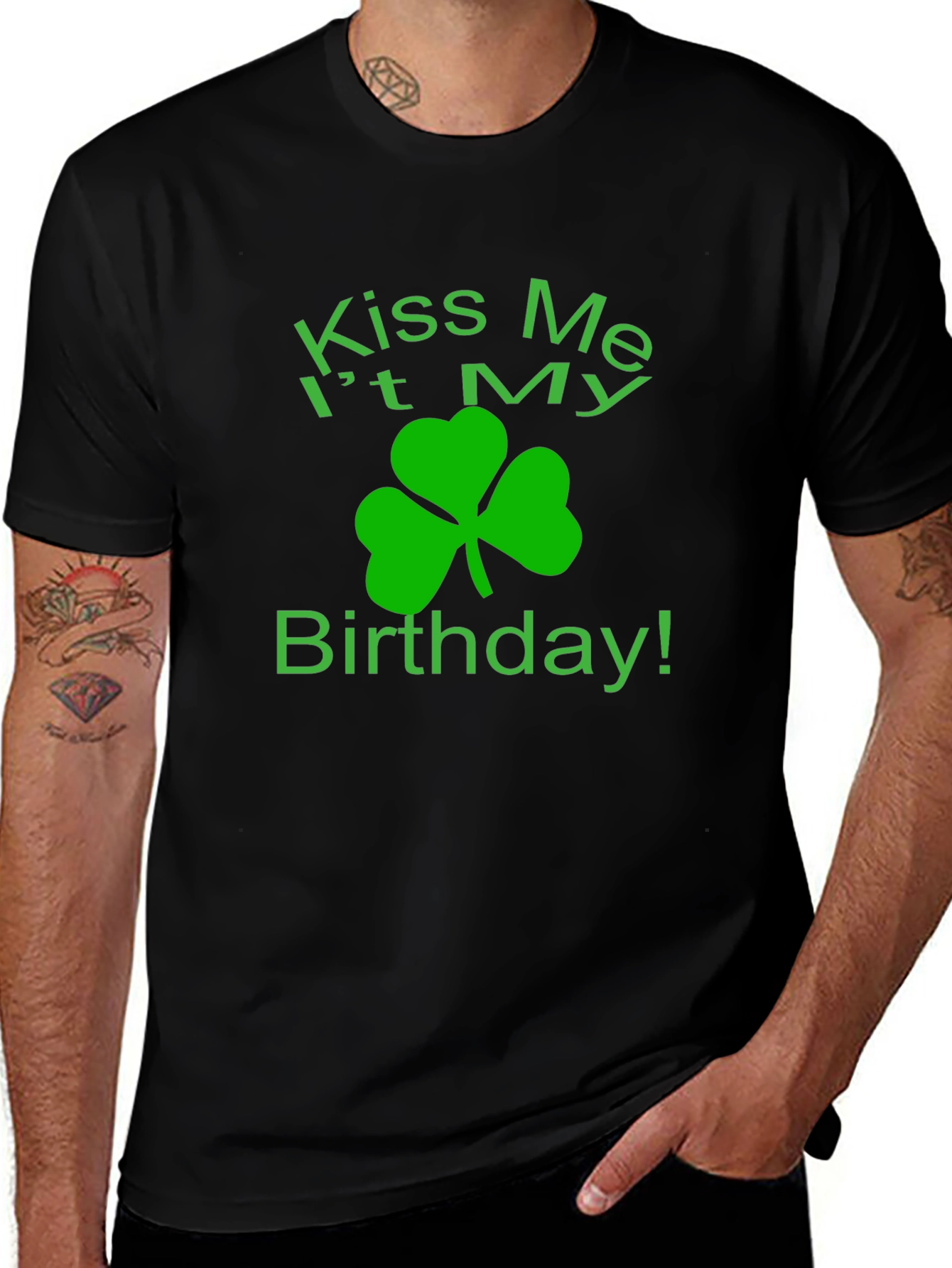 Kiss Me It My Birthday Green Clover T-Shirt