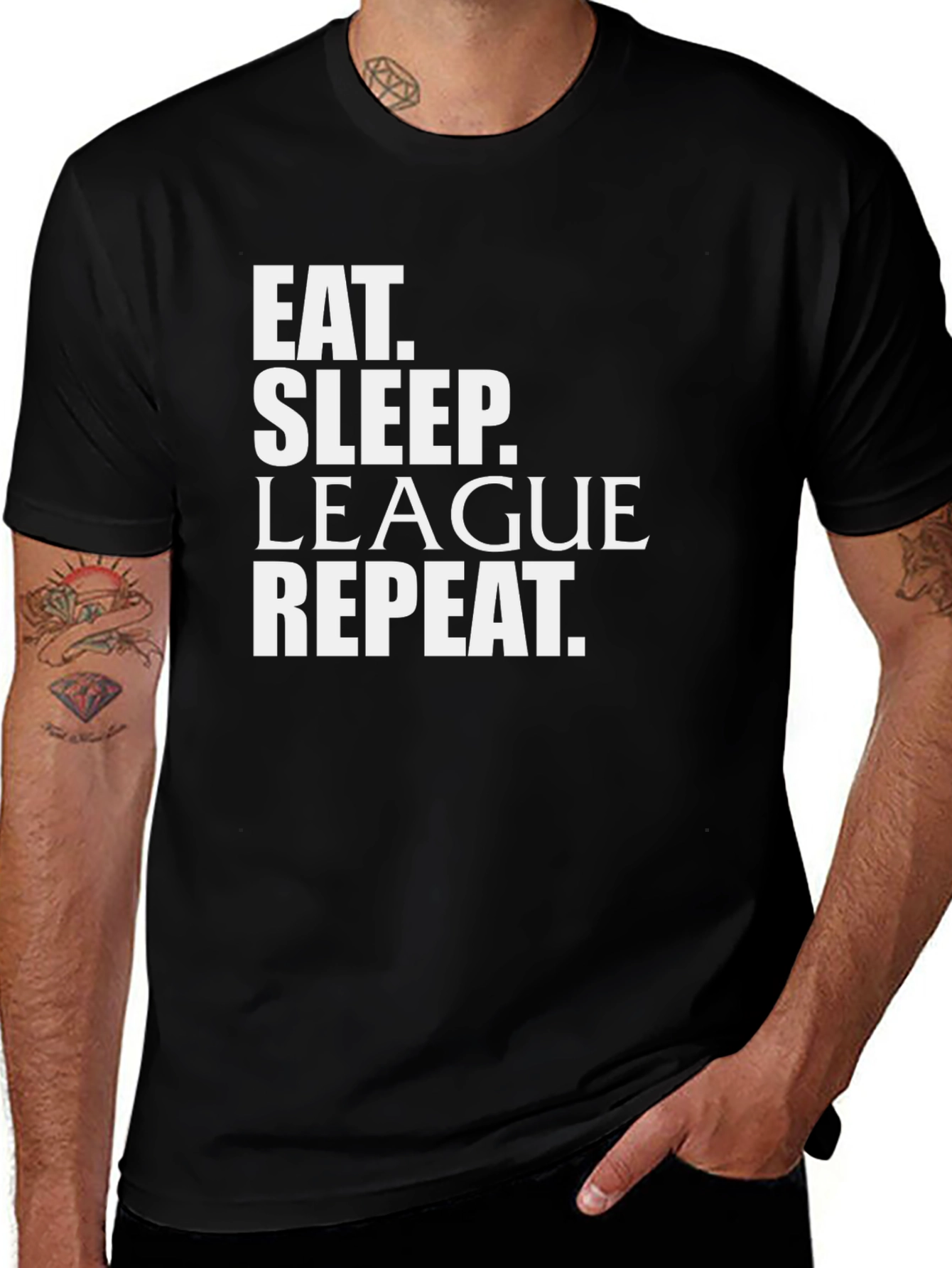 Eat Sleep League Repeat Black T-Shirt