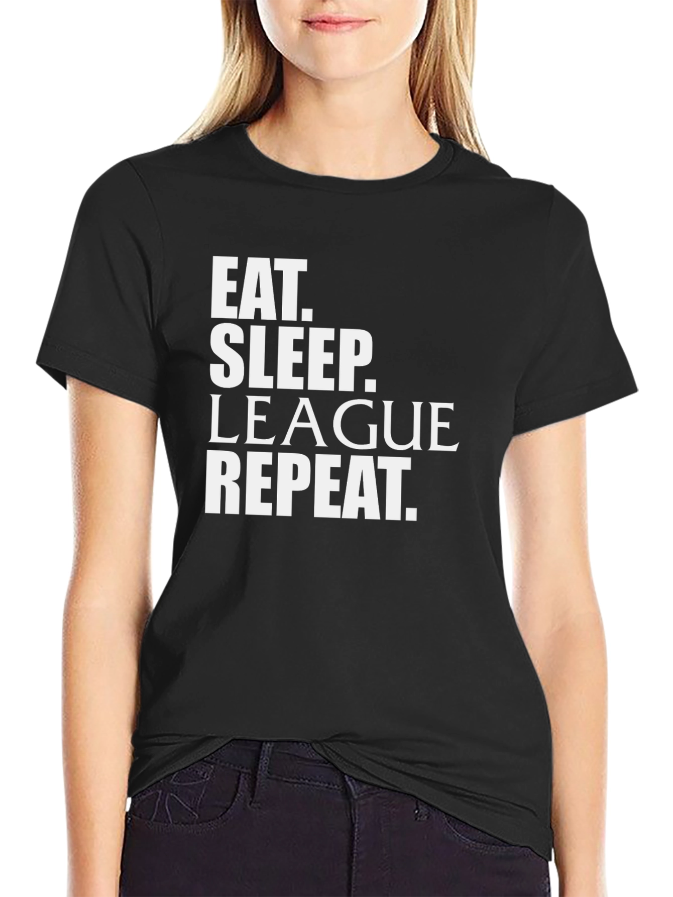 Eat Sleep League Repeat Black T-Shirt