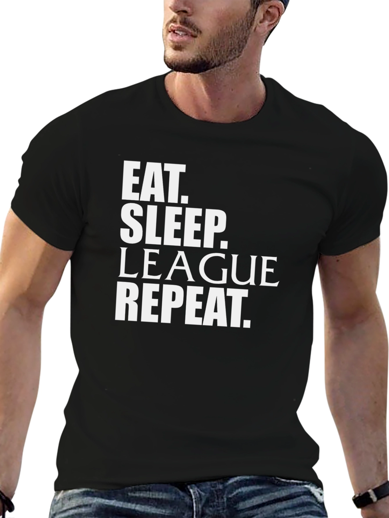Eat Sleep League Repeat Black T-Shirt