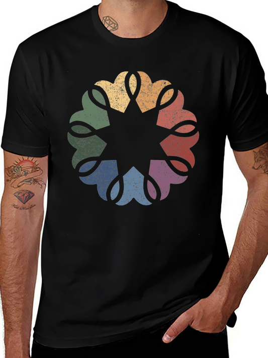 Retro Rainbow Mandala Graphic Tee