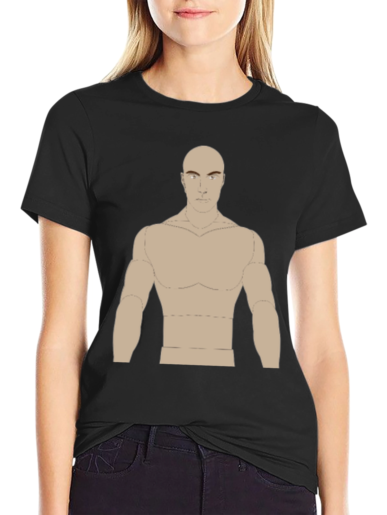 Bald Man Anatomy Print T-Shirt - Black
