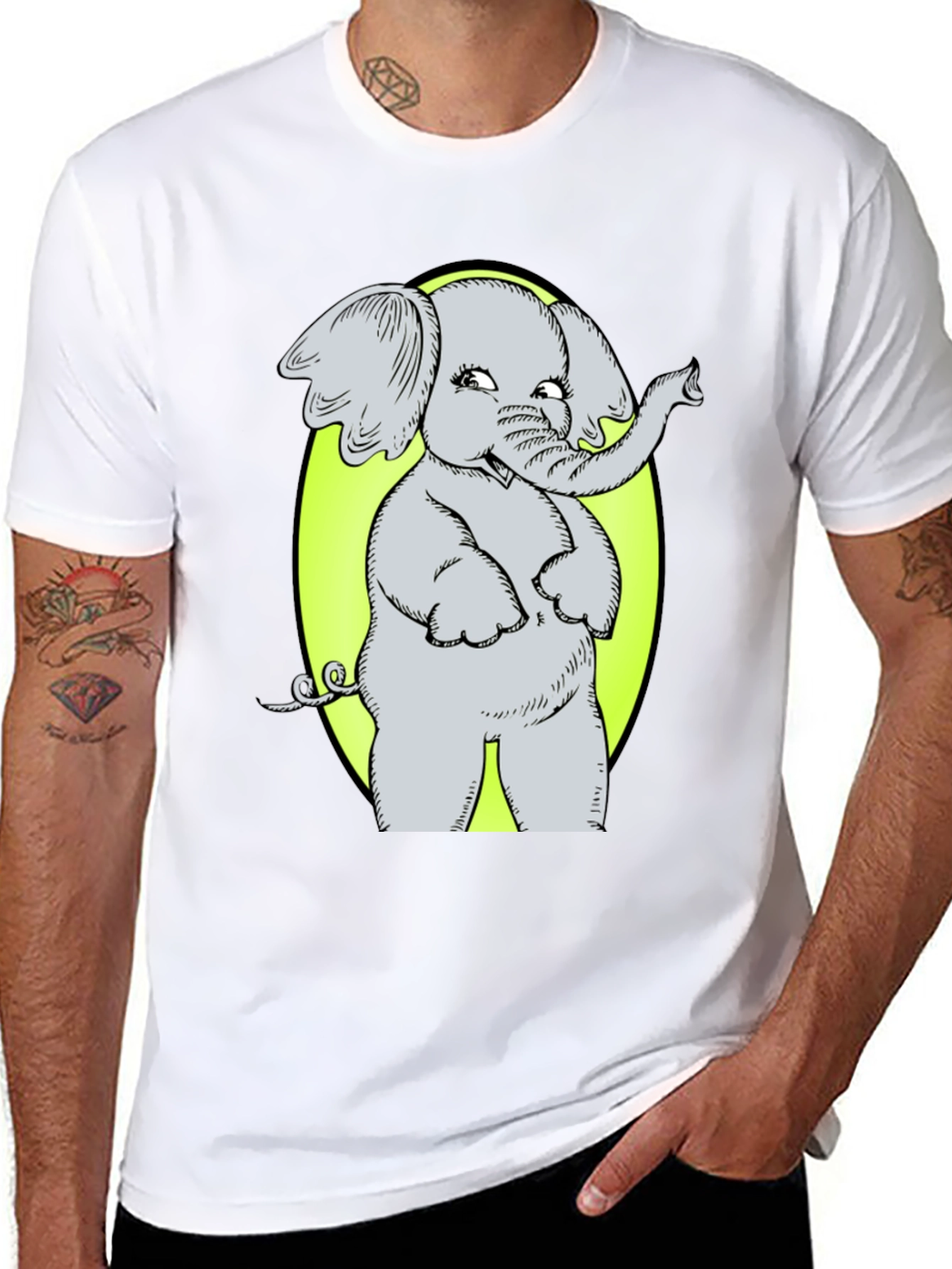 Elephant Graphic Tee - Cute Cartoon Design
