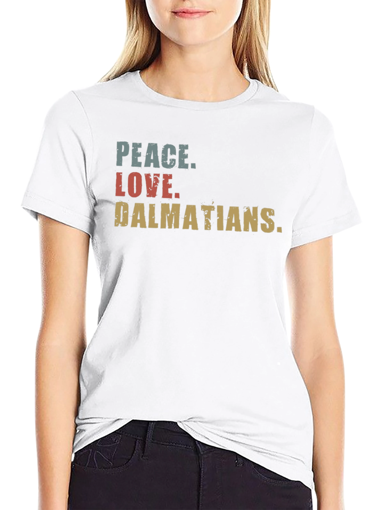 Peace Love Dalmatians Black T-Shirt