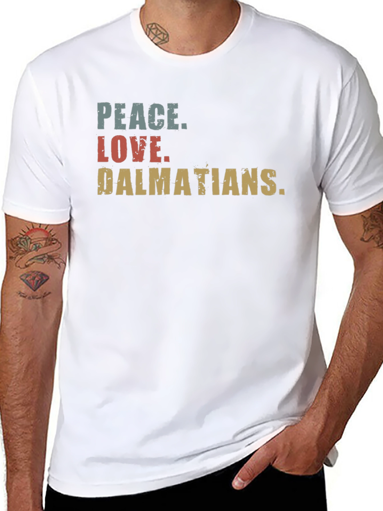 Peace Love Dalmatians Black T-Shirt
