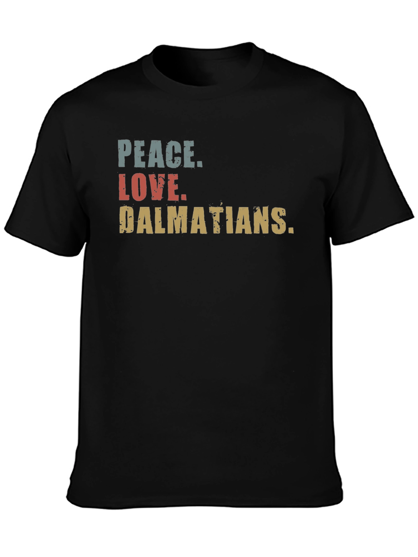 Peace Love Dalmatians Black T-Shirt