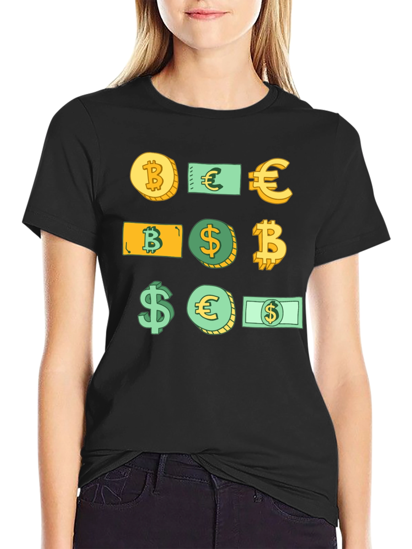 Crypto Currency Tee - Bitcoin Euro Dollar Design
