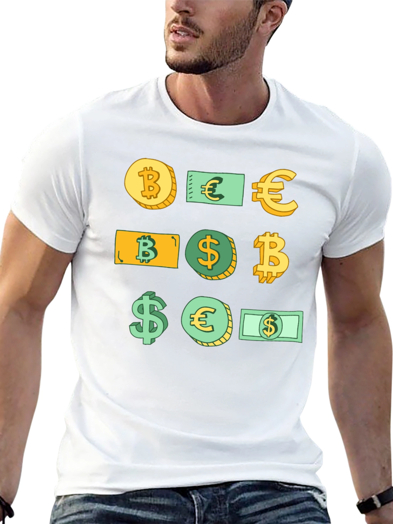 Crypto Currency Tee - Bitcoin Euro Dollar Design