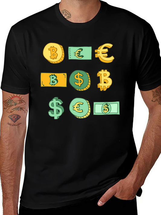 Crypto Currency Tee - Bitcoin Euro Dollar Design
