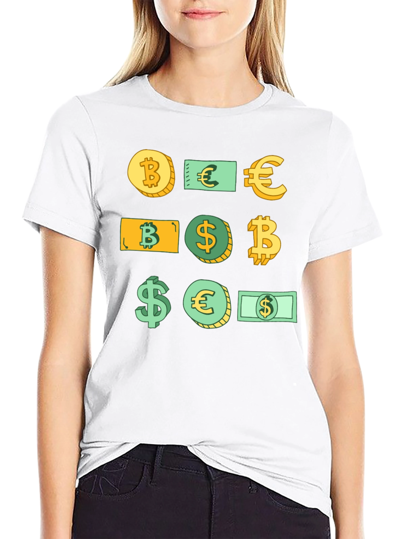Crypto Currency Tee - Bitcoin Euro Dollar Design