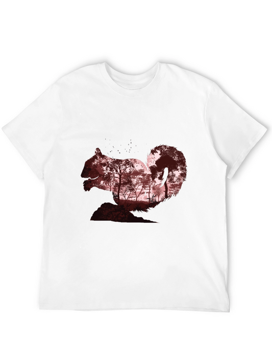 Squirrel Silhouette Forest Graphic T-Shirt