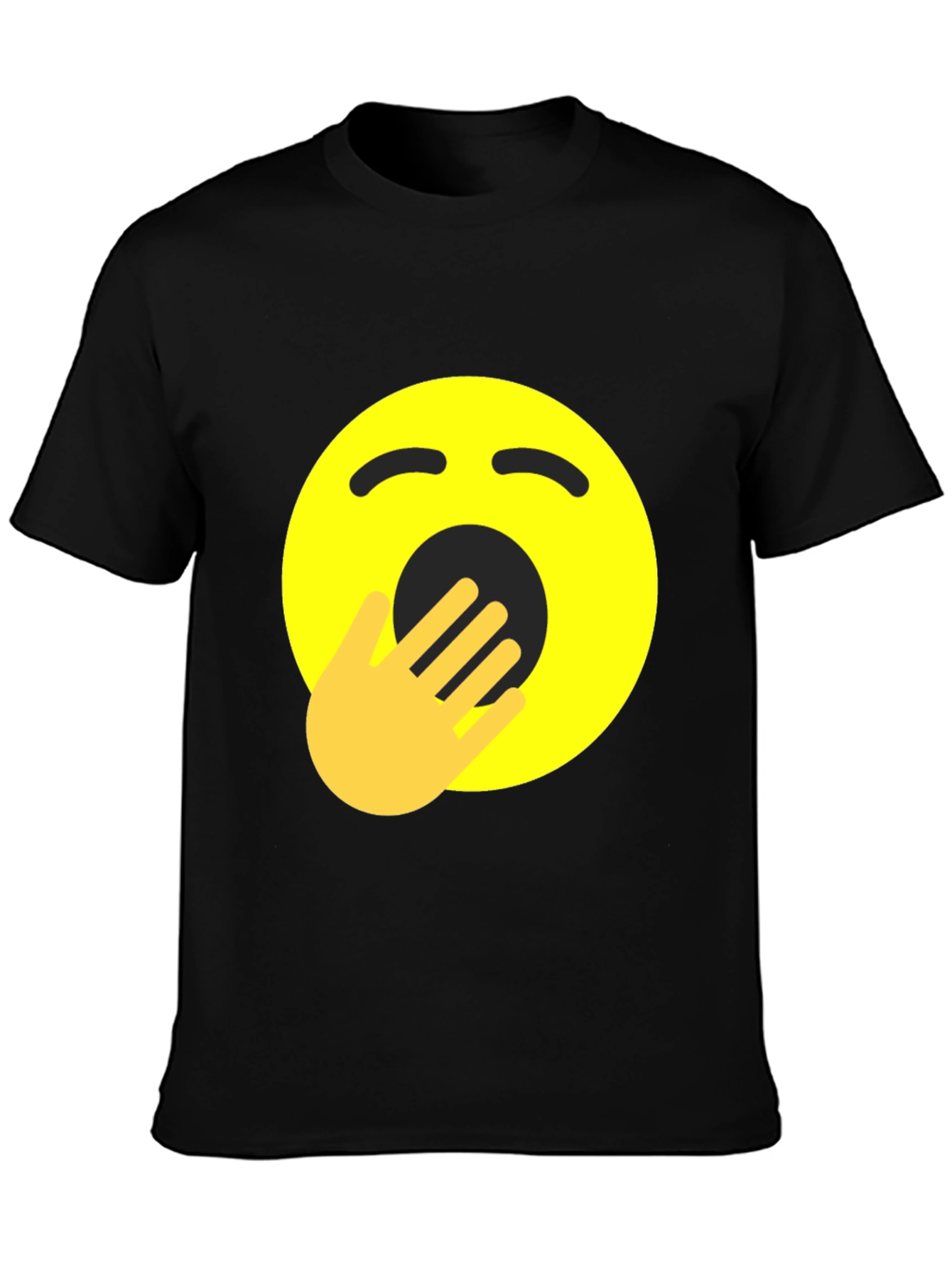 Yawning Emoji Graphic Tee - Black Cotton Comfort