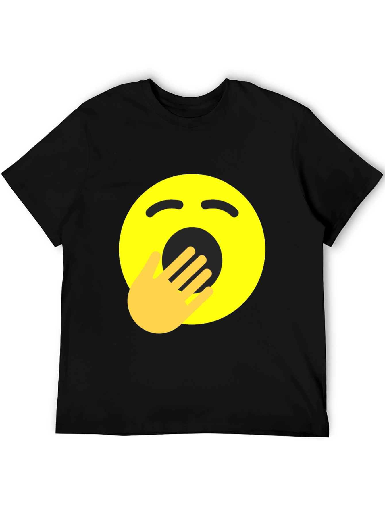 Yawning Emoji Graphic Tee - Black Cotton Comfort