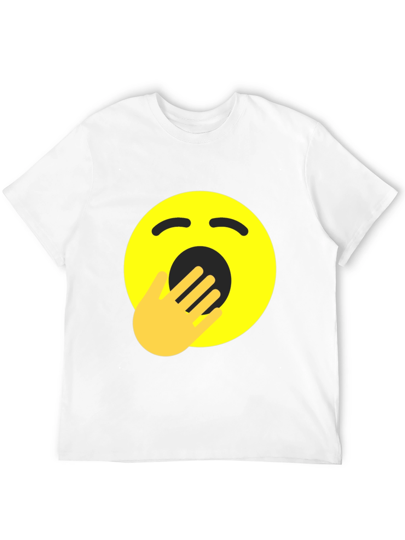 Yawning Emoji Graphic Tee - Black Cotton Comfort