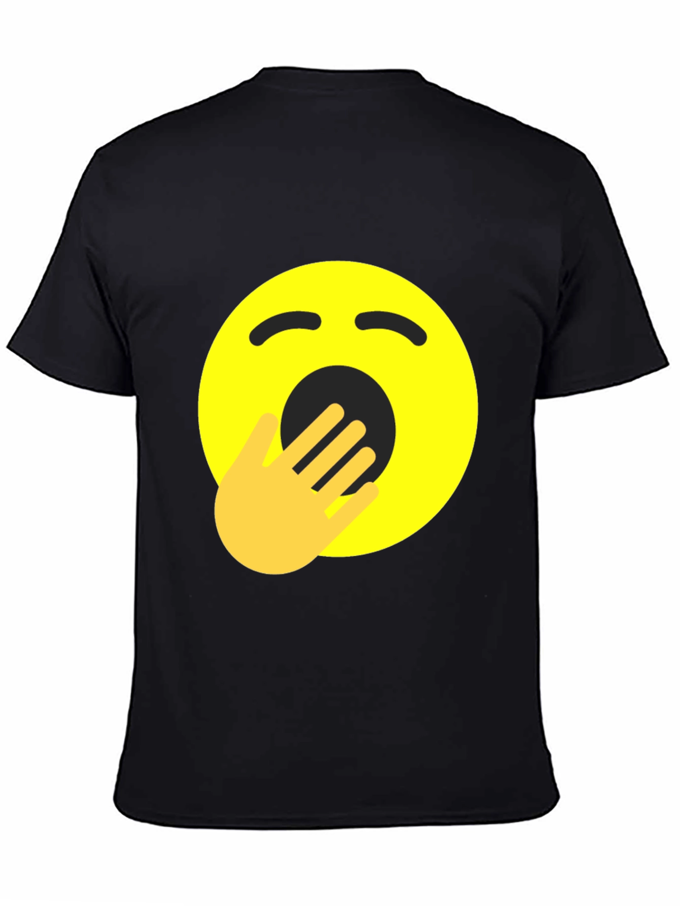 Yawning Emoji Graphic Tee - Black Cotton Comfort