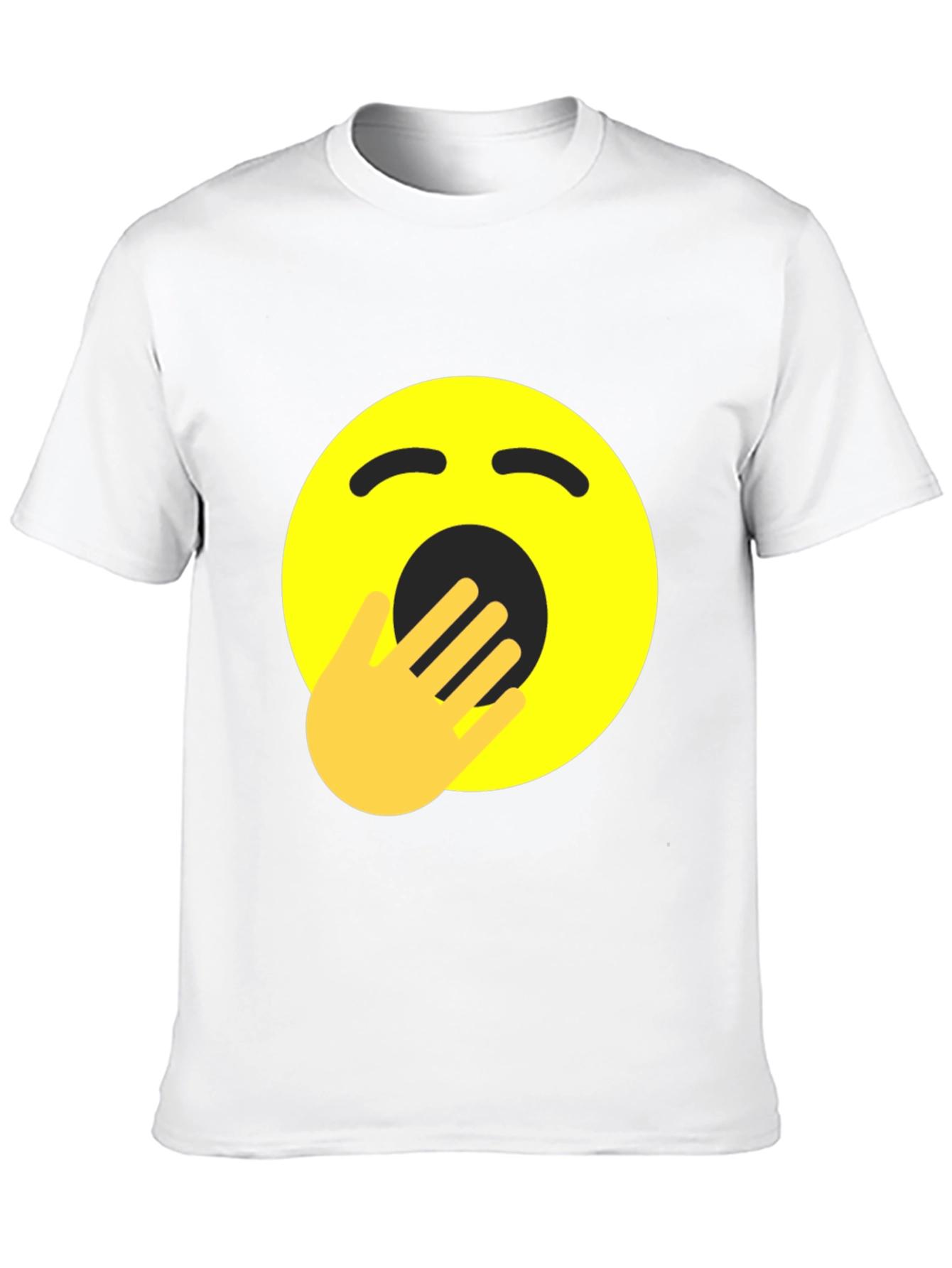 Yawning Emoji Graphic Tee - Black Cotton Comfort