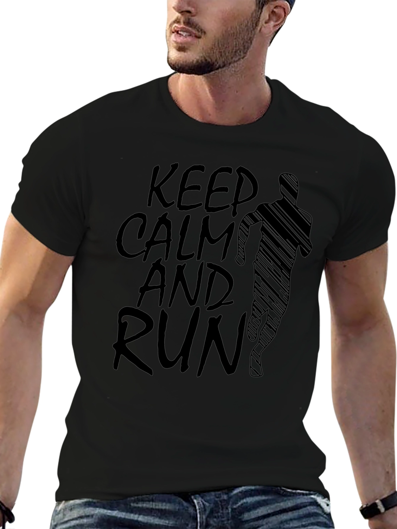 Keep Calm and Run T-Shirt - Black