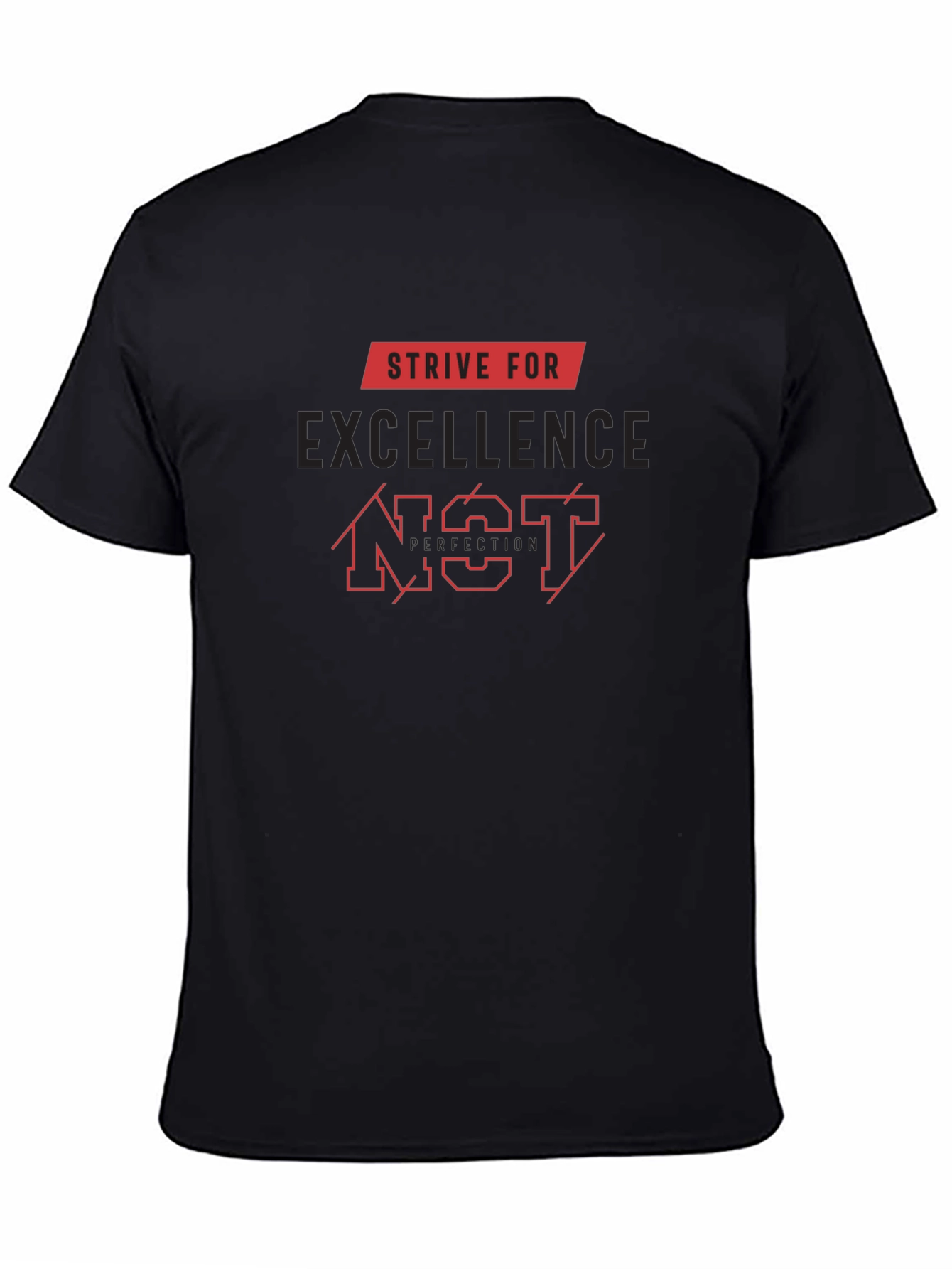 Strive for Excellence Black Graphic T-Shirt