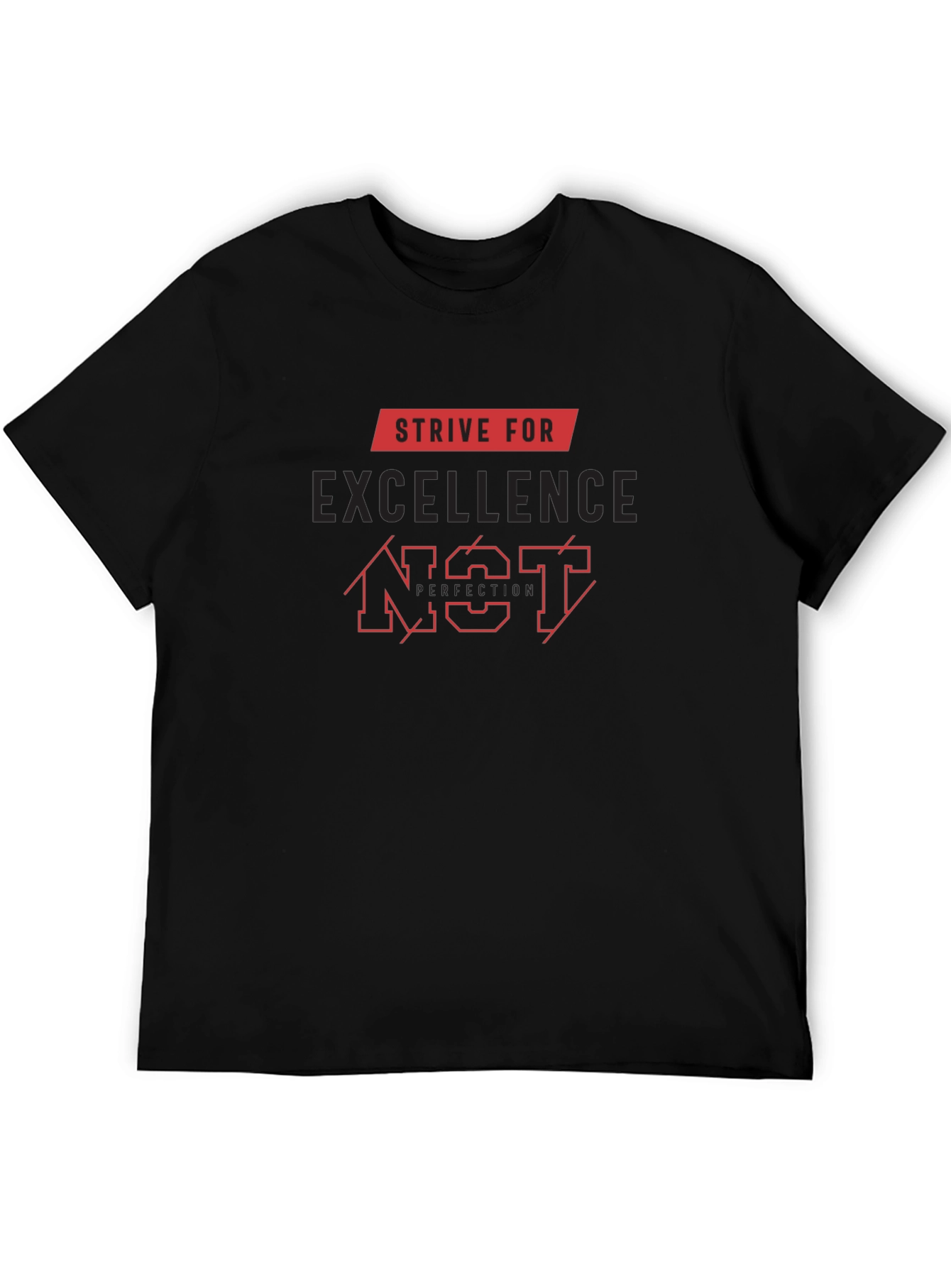 Strive for Excellence Black Graphic T-Shirt