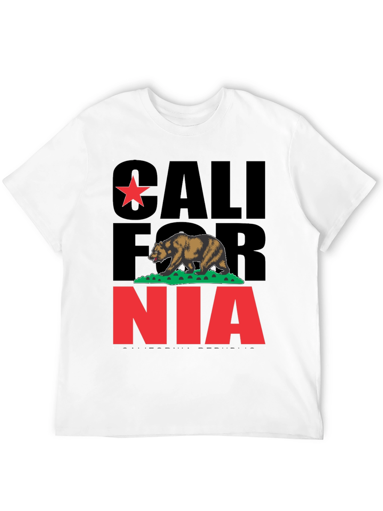 California Bear Graphic Print Black T-Shirt