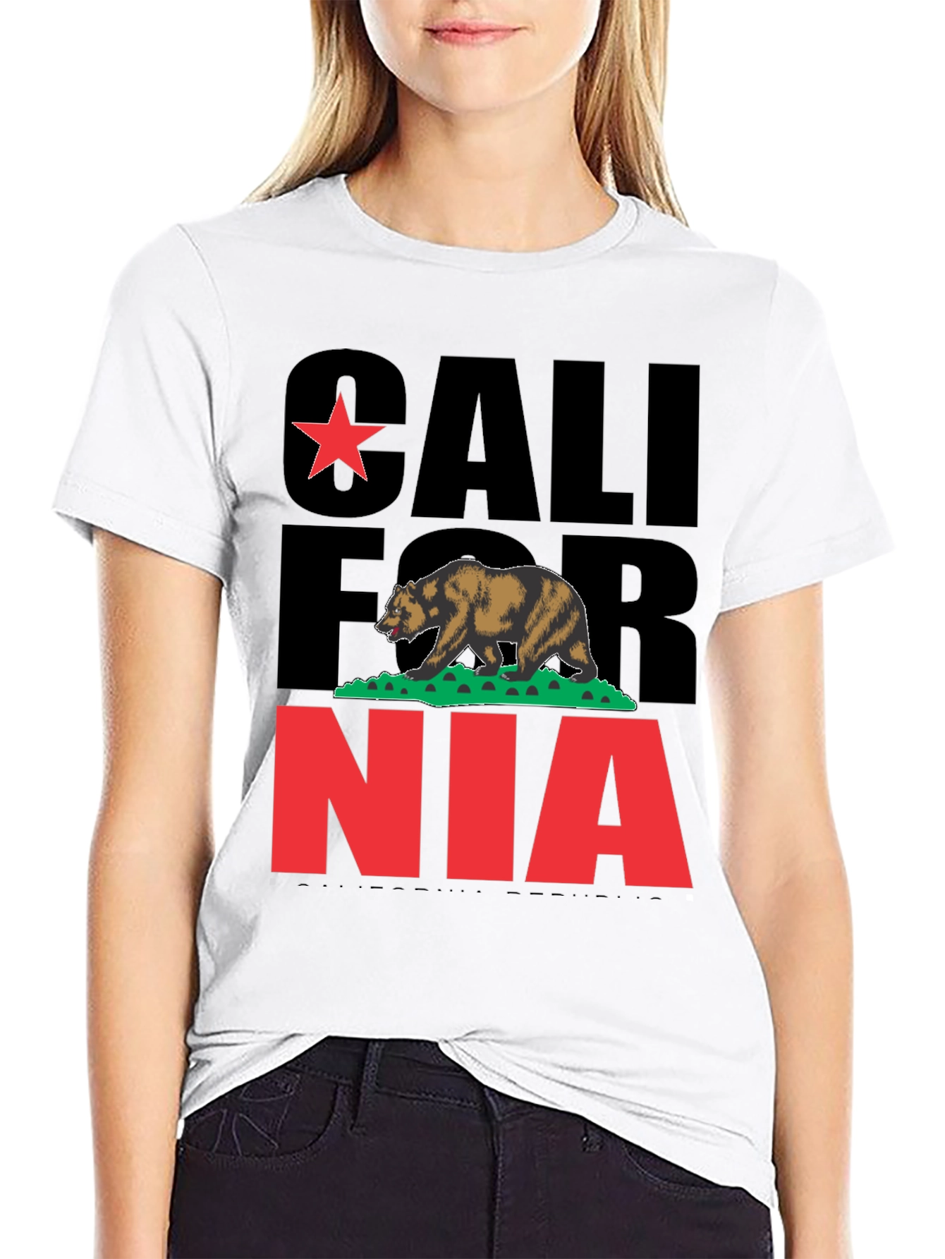 California Bear Graphic Print Black T-Shirt