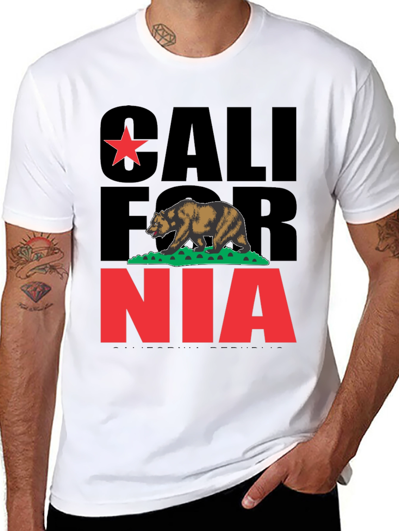 California Bear Graphic Print Black T-Shirt