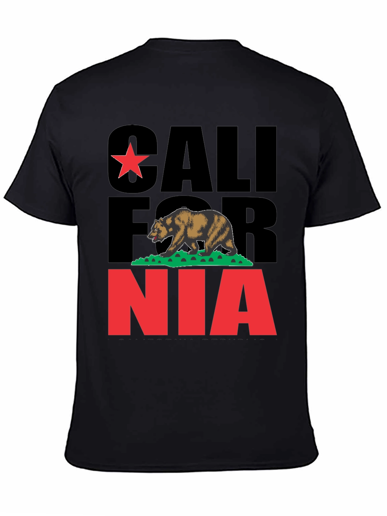 California Bear Graphic Print Black T-Shirt