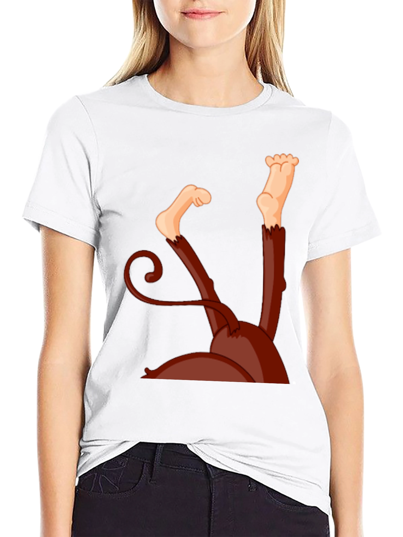 Monkey Upside Down Graphic Tee - Black
