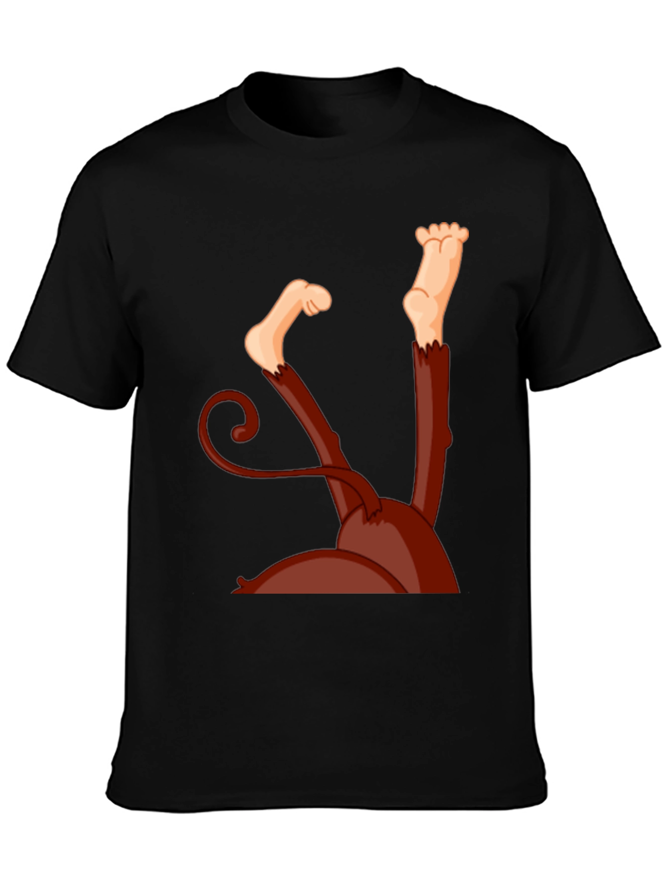 Monkey Upside Down Graphic Tee - Black
