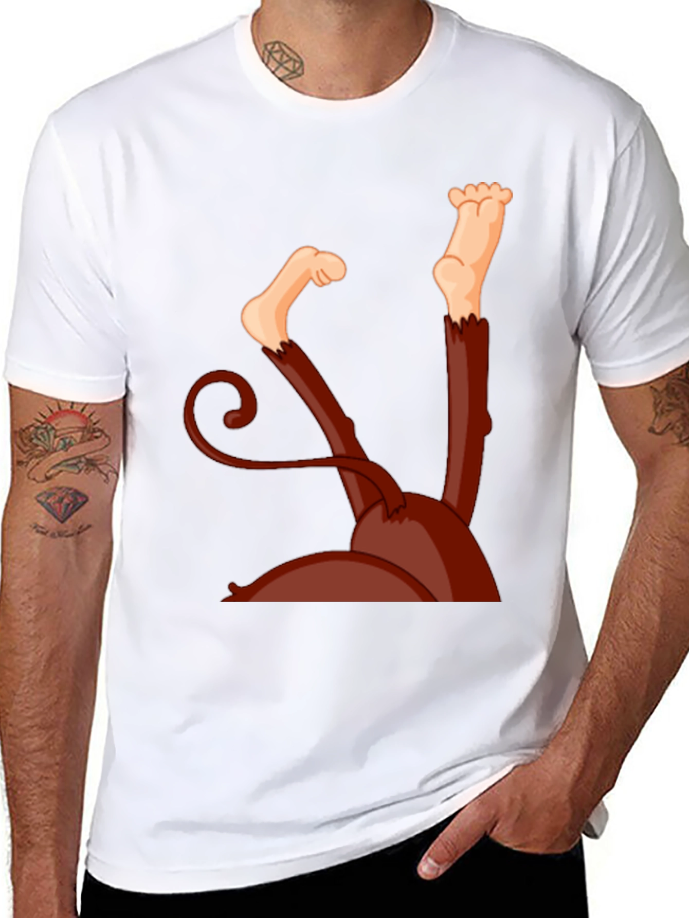 Monkey Upside Down Graphic Tee - Black