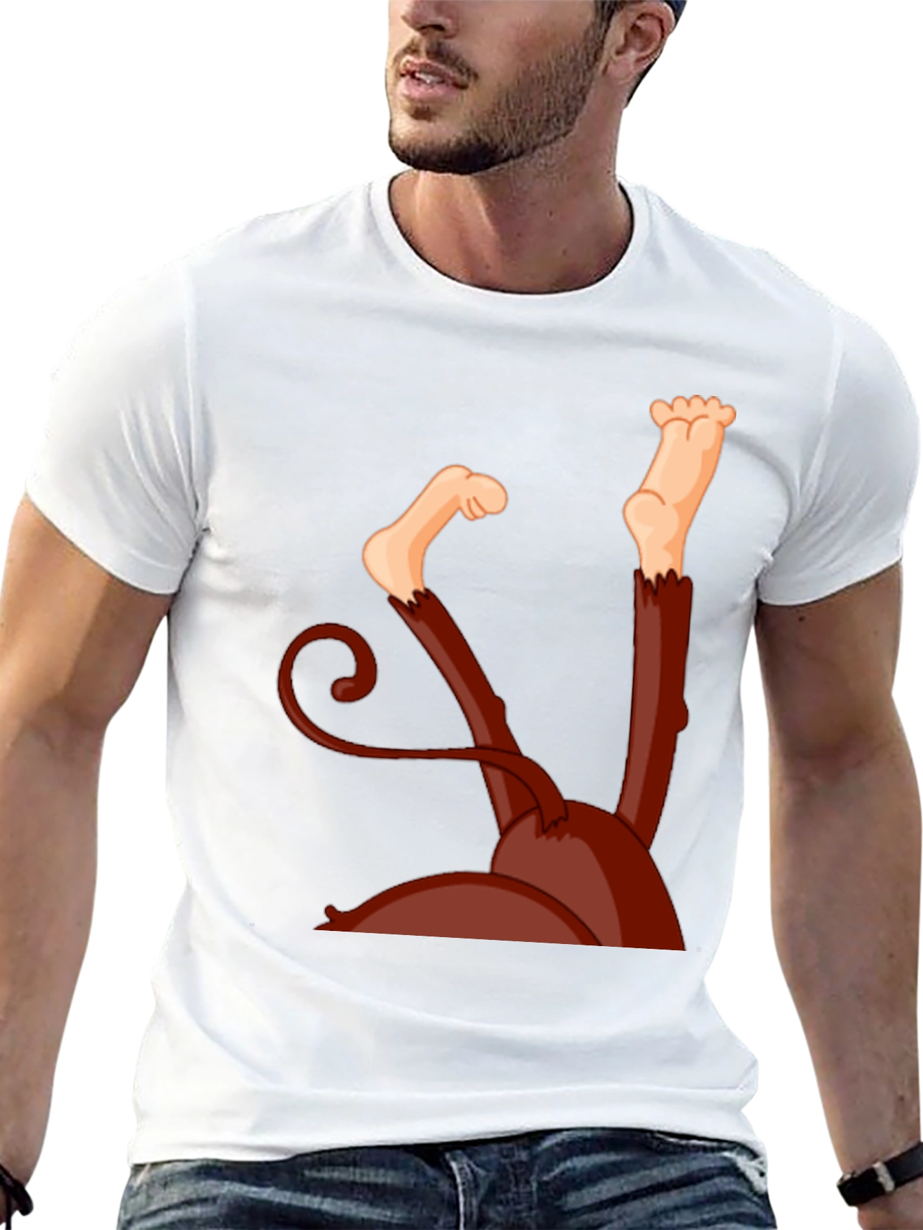 Monkey Upside Down Graphic Tee - Black
