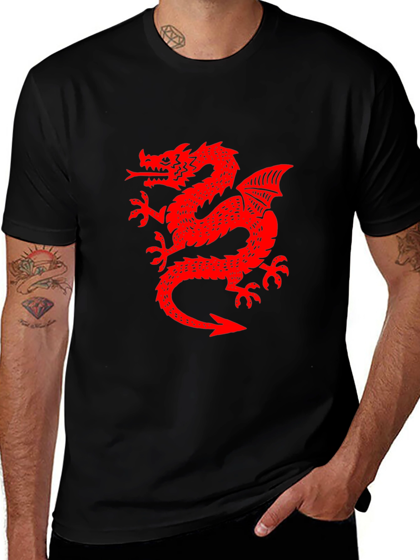 Red Dragon Graphic Black T-Shirt