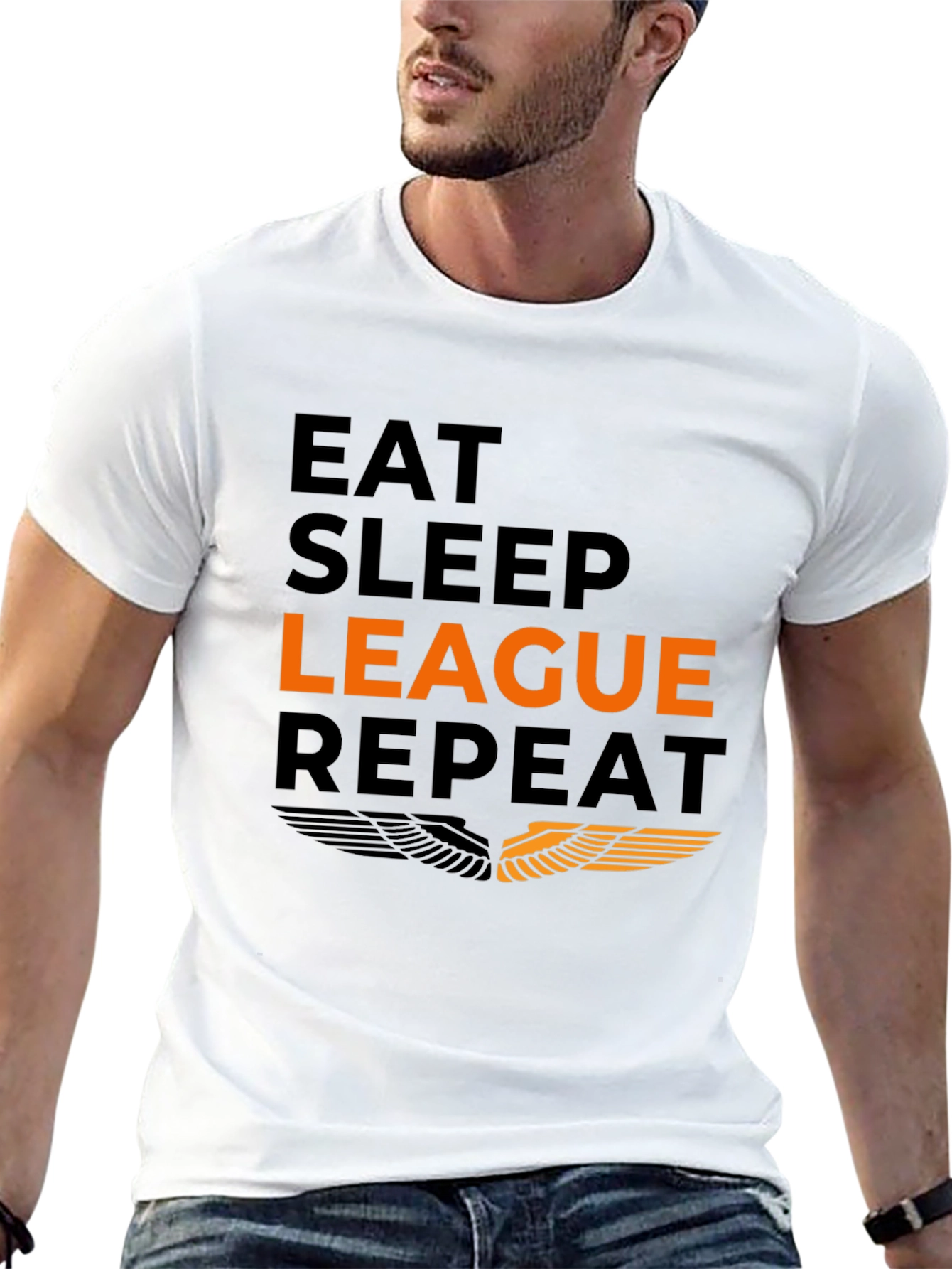Eat Sleep League Repeat Black Graphic Tee