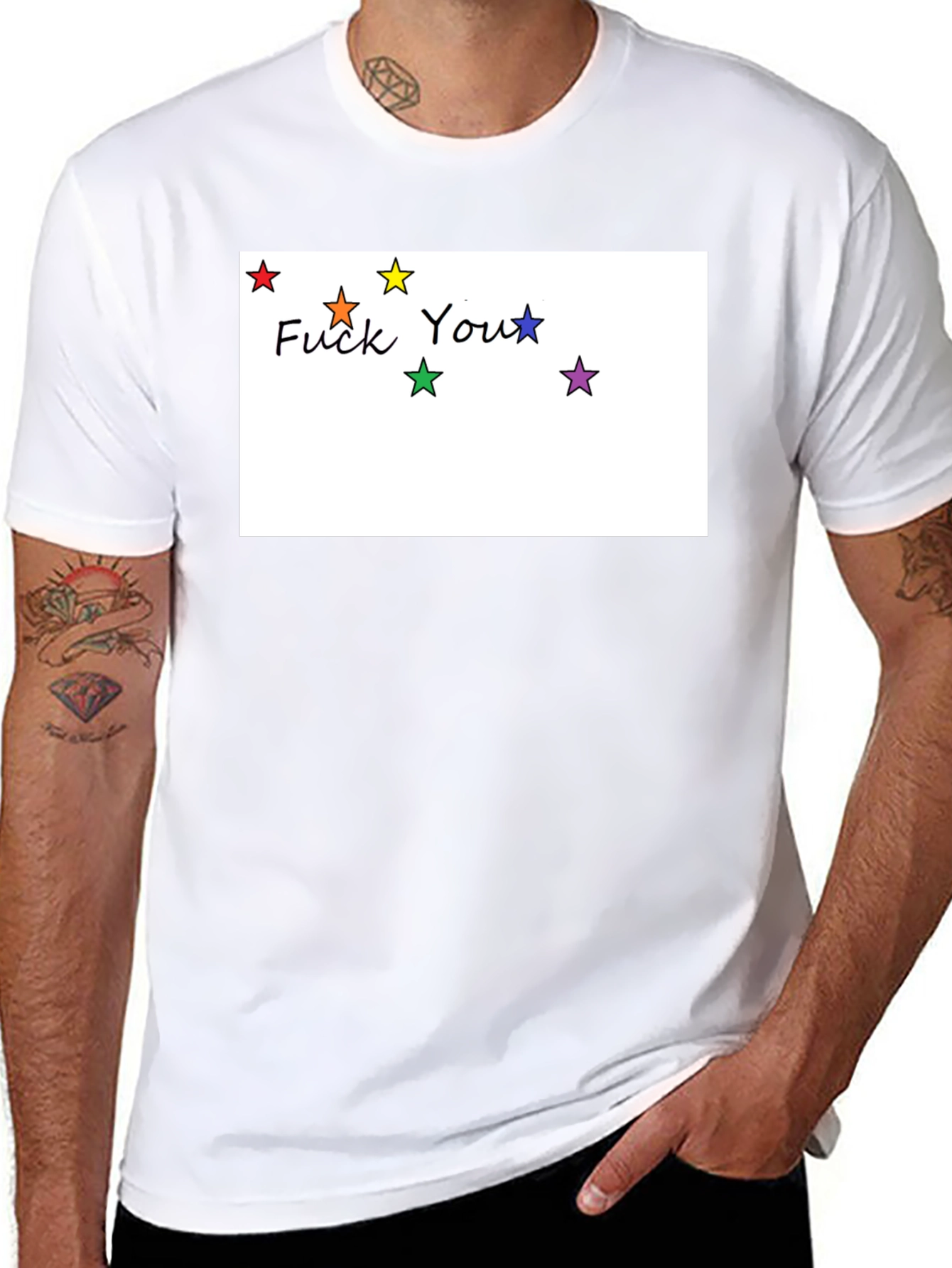Rainbow Star F You Graphic Black T-Shirt
