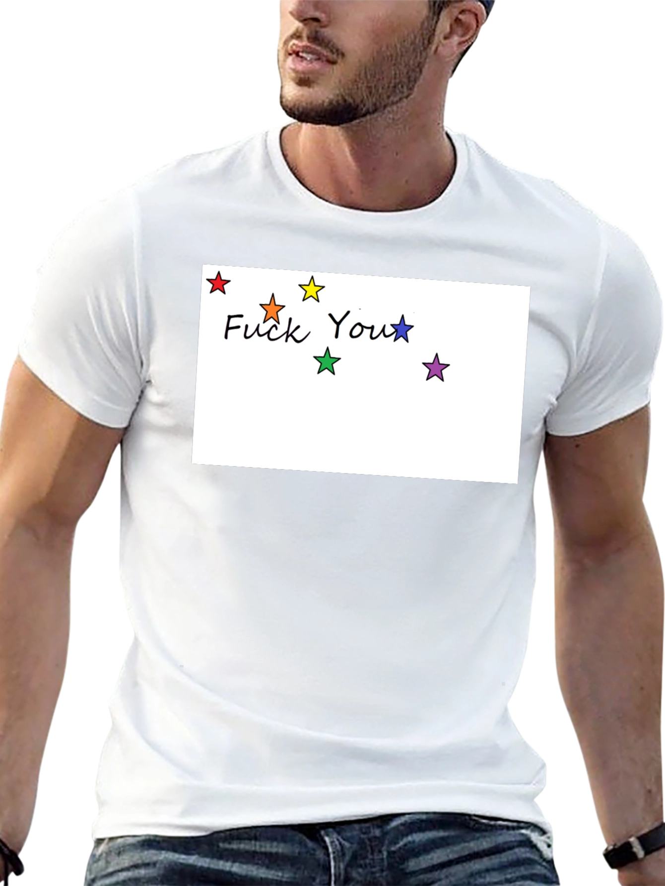 Rainbow Star F You Graphic Black T-Shirt