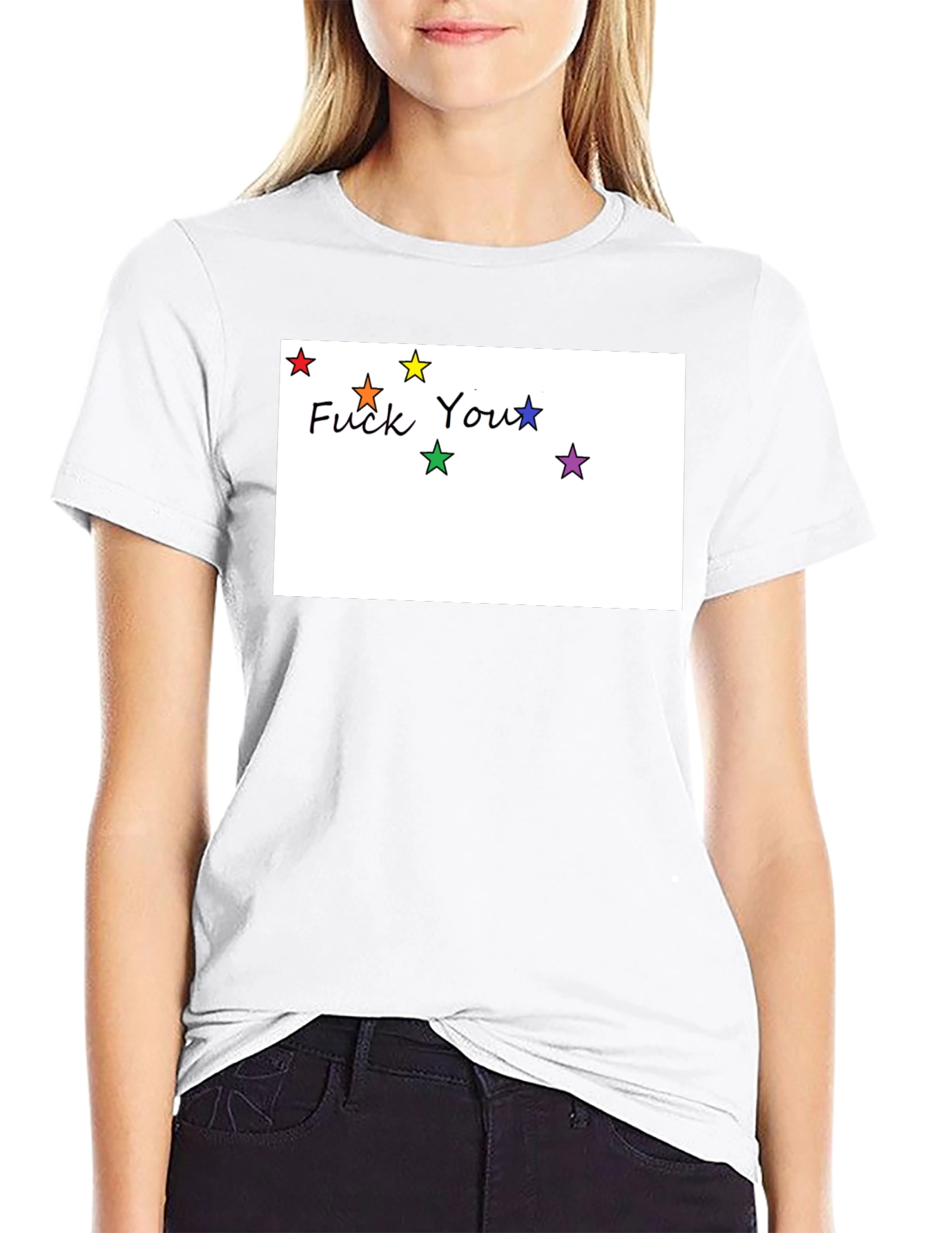 Rainbow Star F You Graphic Black T-Shirt