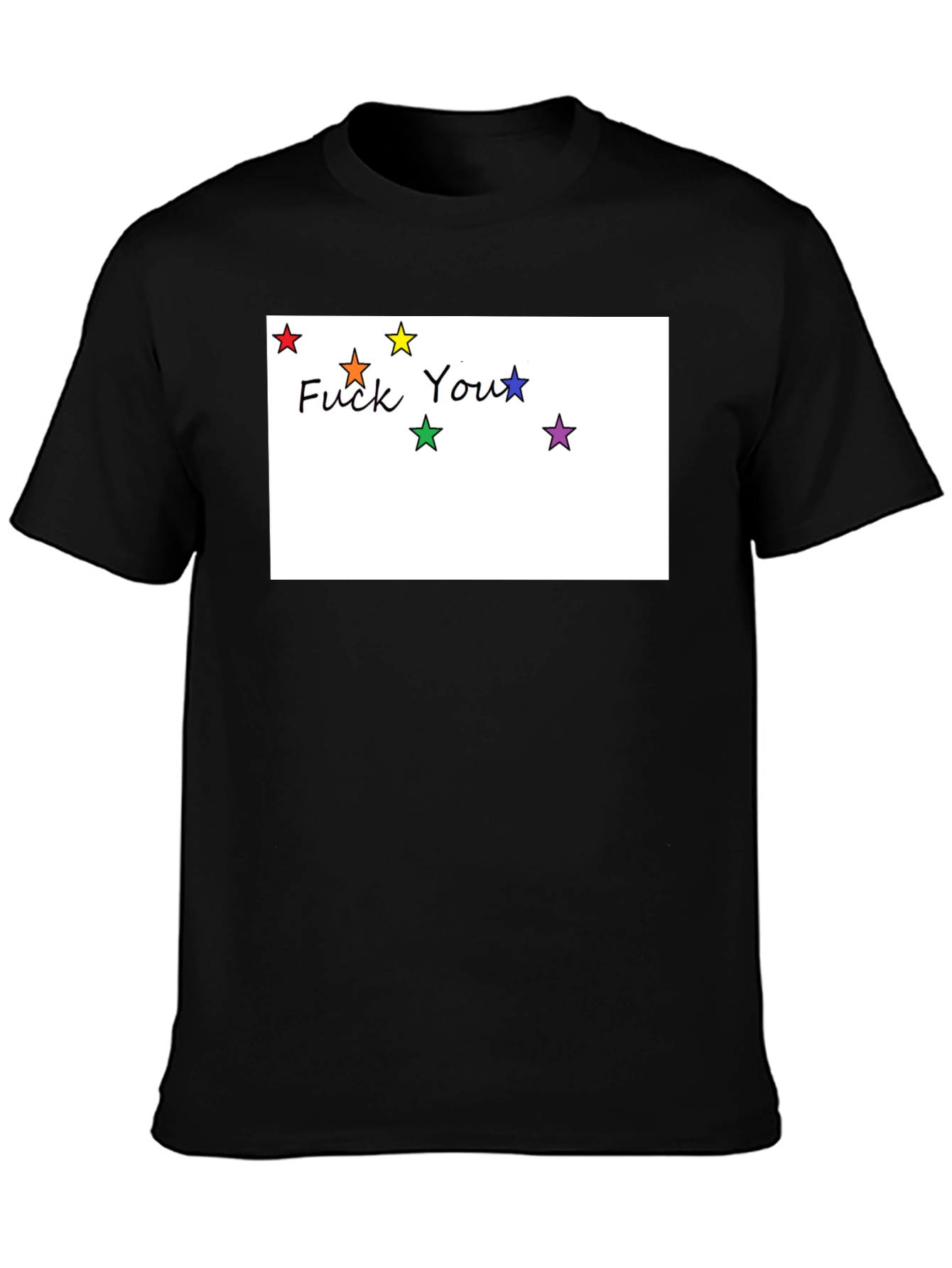 Rainbow Star F You Graphic Black T-Shirt