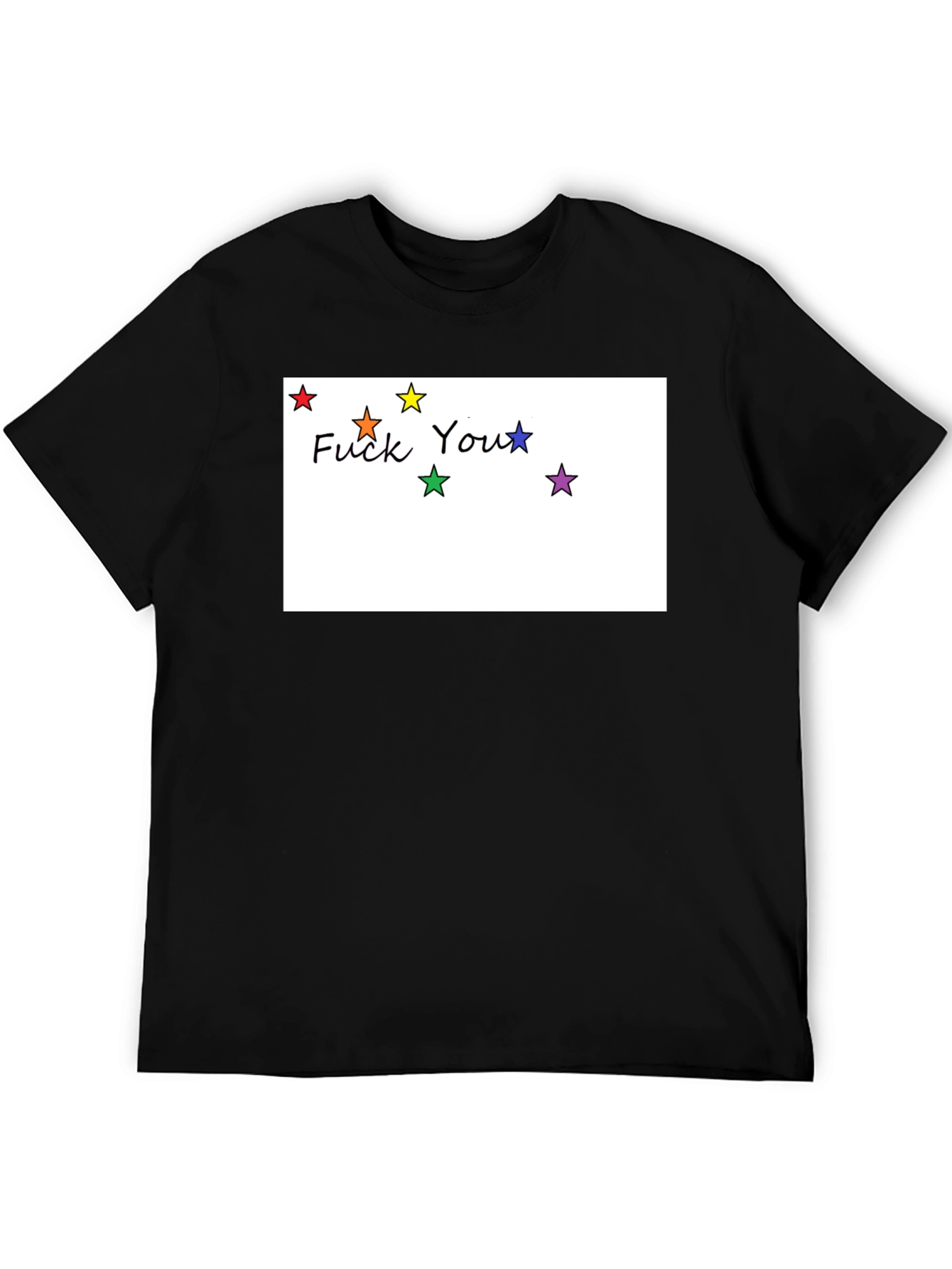 Rainbow Star F You Graphic Black T-Shirt