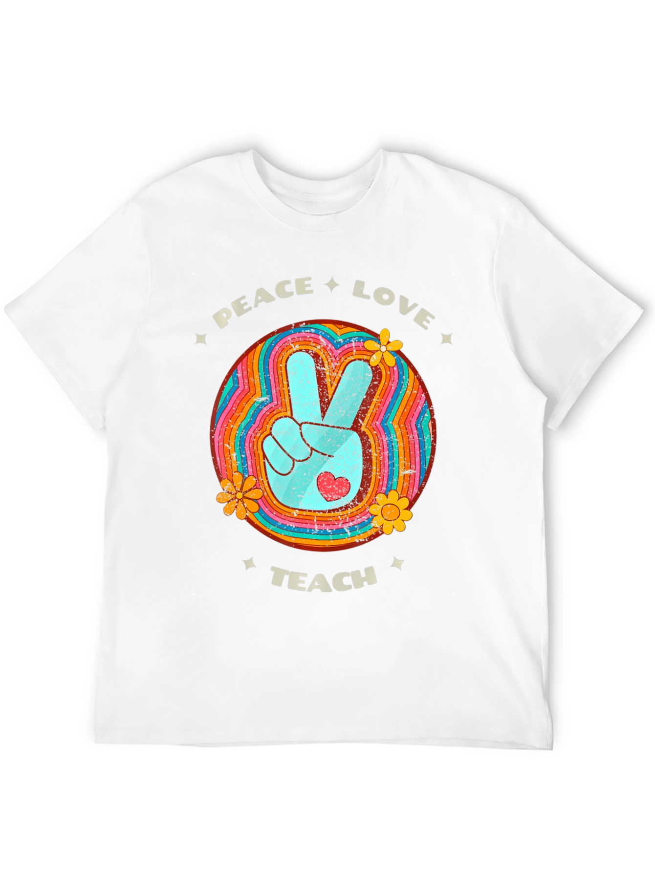 Peace Love Teach Retro T-Shirt