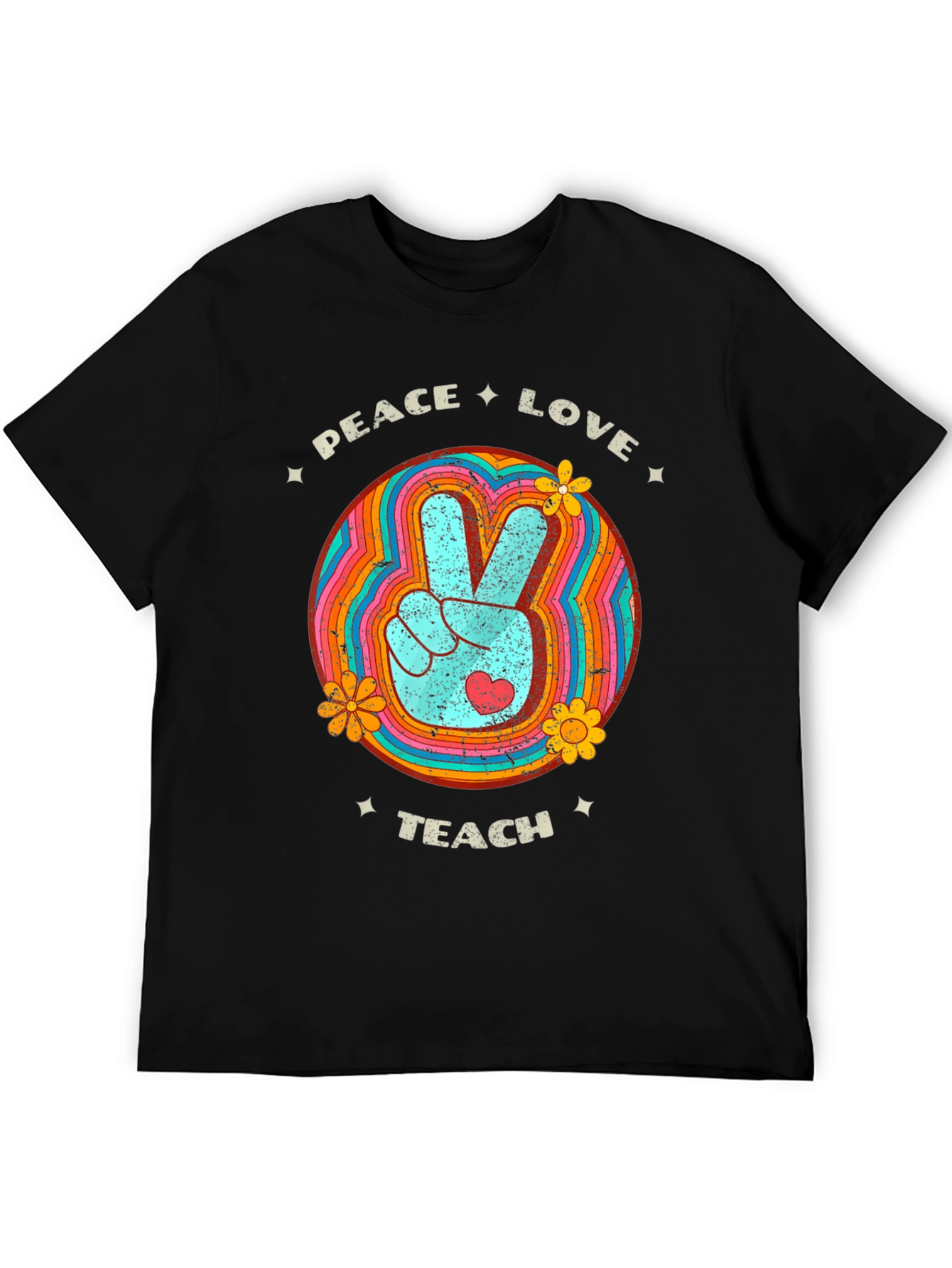 Peace Love Teach Retro T-Shirt