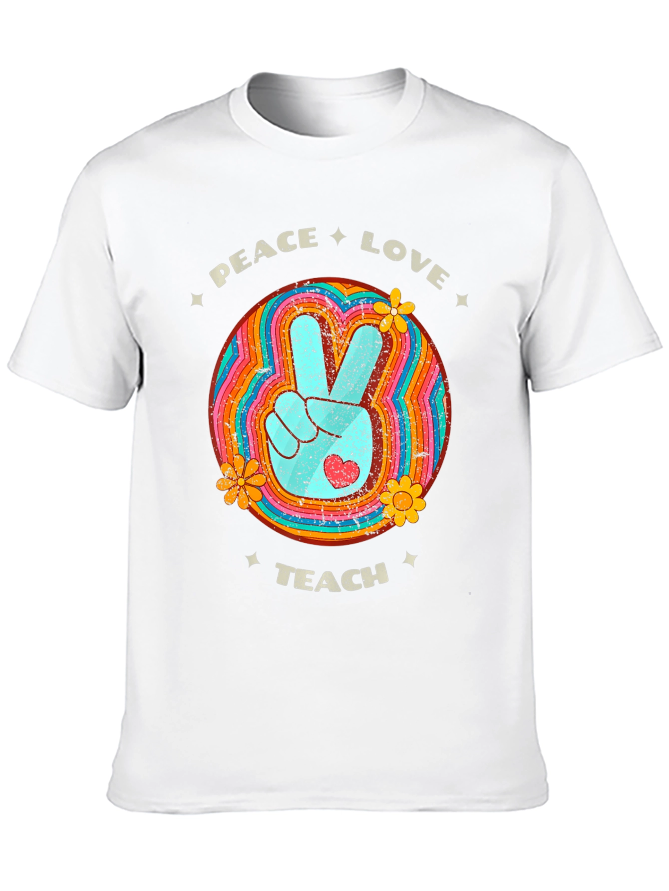 Peace Love Teach Retro T-Shirt